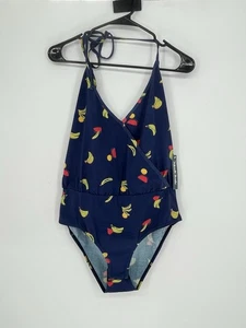 Nuevo con etiquetas Modcloth Sandía Plátano Halter Body Top L Azul Marino - Imagen 1 de 6