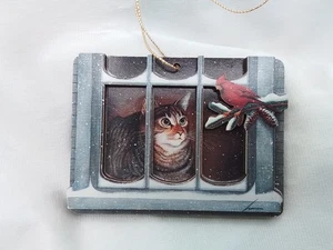 RA LANG MIRANDA KELLEY ADORNO DE NAVIDAD GRIS TIGRE GATO GATITO CARDENAL PÁJARO - Imagen 1 de 8