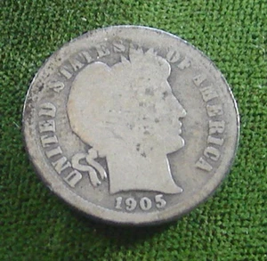 1905-S----Silver Barber Dime---Circulated - Picture 1 of 2