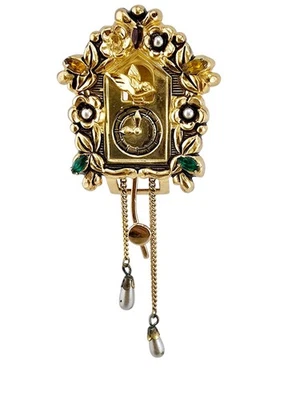 Clip de vestir reloj de cuco vintage firmado por Coro (A7333) Foto 1 de 4