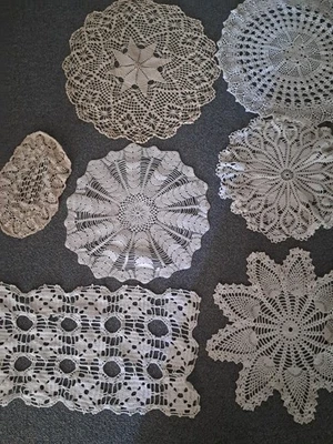 lot de 7 napperons ancien crochet fait main - Photo 1/4