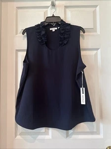 Chico’s Talla 3 Zenerrgy Sin Mangas Tanque Volantes Cuello Azul Marino - Imagen 1 de 5