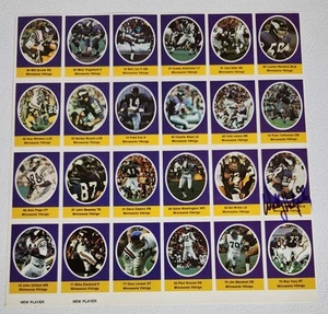 1972 Sunoco Football Stamps Minnesota Vikings Uncut Sheet Set Waly Hilgenberg + - Picture 1 of 2
