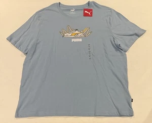 Puma Classic Basket Sneaker T-Shirt Mens 2XL Baby Blue Retro Vintage Design - Picture 1 of 12