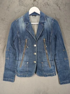 Sisley denim jacket Size EU42 Cotton Stretch Fitted Slim Made In Italy Designer - Picture 1 of 12