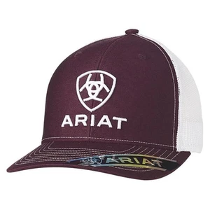 Ariat Mens Hat Baseball Cap Snapback Mesh Logo Burgundy A300012609 - Picture 1 of 2