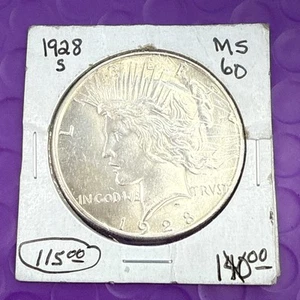 ❤️ 1928 S Peace American Silber Dollar - Stempelglanz (3022) - Bild 1 von 2