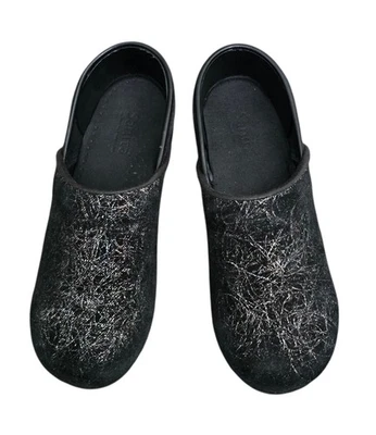 Sanita Clog Shoes Womens Size EU 38 US Size 7 - 7.5 Black Silver Suede  - Image 1 of 4