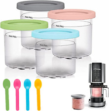 4 Pack Ice Cream Containers Replacement Ninja Creami Pints and Lids with Spoons 