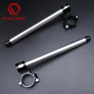 CNC Universal 37mm Raised Motorcycle Clip-Ons Handlebar Handle Bar Clip Ons Grey - Foto 1 di 11