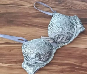 Victoria's Secret Dream Angels Push Up BH Gr. 32B Lila Silber Blumen Folie - Bild 1 von 8