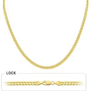 Cadena de collar cubano plana de 20" 4 mm de oro macizo amarillo amarillo de 14 k de 11,60 gm para hombre y mujer - Imagen 1 de 3