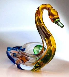 Glass Swan by Frantisek Zemek for Msistov Czech Republic, Rhapsody 18cm Bohemian - Picture 1 of 10
