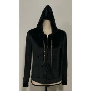 Charter Club Velour Hoodie mit Reißverschluss schwarz Gr. XS - Bild 1 von 6