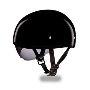 ULTRA SLIM Skull Cap Motorcycle Helmet GLOSS BLACK by DAYTONA-! DOT-INNERSHIELD - Bild 1 von 4