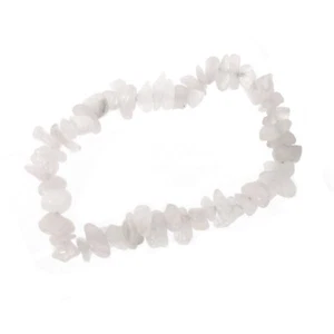 Clear Quartz Chip Bracelet Genuine Gemstone Stretchy Elastic - One Size NEW - Picture 1 of 2