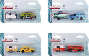 Majorette 4 Véhicules miniatures Volkswagen The Originals Trailer VW + caravanes