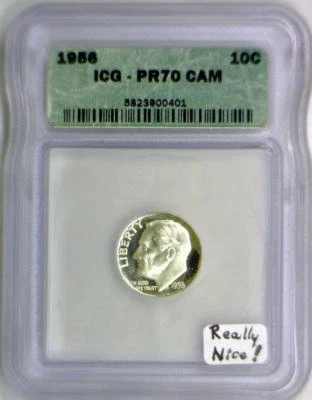 1956 Proof Roosevelt Dime ICG PR-70 CAM; Really Nice! - Image 1 of 4