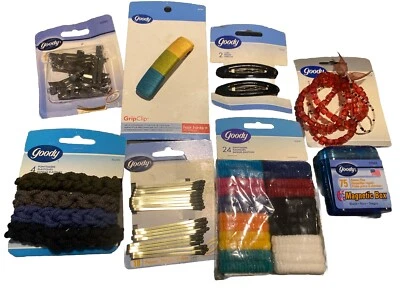 Lot Of 8 Packs Vintage Goody Barrettes Ponytailer Bobby Pins Clip NOS On Cards - Image 1 of 4