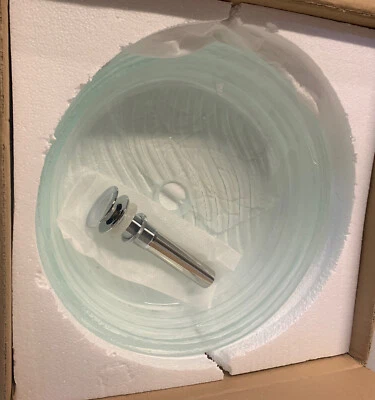 NEW Anzzi Glass Vessel Sink - Super White Double - Layered Vessel LS-AZ064 - Image 1 of 4