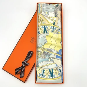 Auth Hermes Carré 90 L'AIR MARIN Blue x Multicolor Silk Scarf W/Box BA040025 - Picture 1 of 20