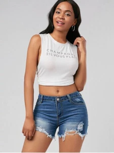 IN OFFERTA!! Jeans donna denim strappato effetto invecchiato skinny pantaloncini caldi - Foto 1 di 5