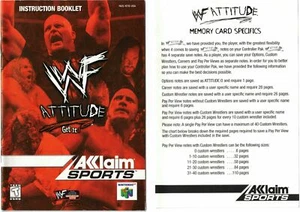 Folleto de instrucciones WWF Attitude (Nintendo 64, 1999) SOLAMENTE - Imagen 1 de 2