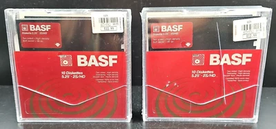 (2) BASF 5.25" 2S/HD Two Sided High Density 10 Floppy Diskettes Set Vintage NEW - Image 1 of 4