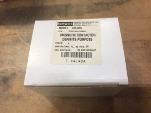 FASCO C4L40A DEFINITE PURPOSE CONTACTOR 4P 40 FLA 50A RES 24VAC--NEW--SES - Picture 1 of 2