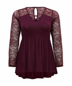 Top babydoll donna NUOVO TORRID (0X) L/12 super morbido e pizzo uva viola reticolo - Foto 1 di 6