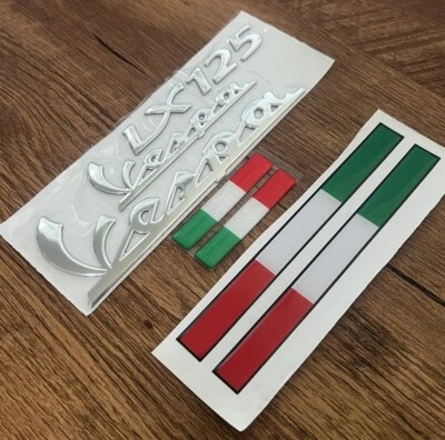 6x Set SILVER FAIRING BADGE ITALY STICK DECAL FOR PIAGGIO VESPA LX-125 LX125 - Image 1 of 4