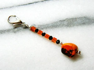 Decorative Zipper Charm or Purse and Bag Beaded Tassel Orange & Black HALLOWEEN - Picture 1 of 1