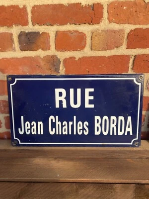Antiguo letrero de calle francés de acero esmaltado calle Rue Jean Charles Borda Francia Foto 1 de 4