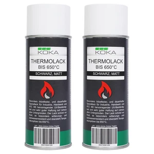 KOKA 2x Thermolack schwarz bis 650°C hitzebeständig UV Schutz KFZ Auspuff Lack - Bild 1 von 2