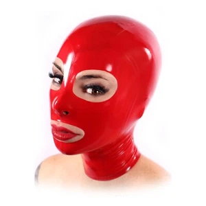 Latex Hood with Back Zipper Rubber Mask for Party Fetish BDSM Clubwear Catsuit - Picture 1 of 11