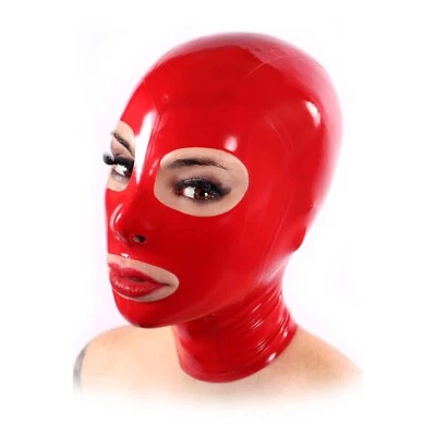 Latex Hood with Back Zipper Rubber Mask for Party Fetish BDSM Clubwear Catsuit - Image 1 of 4