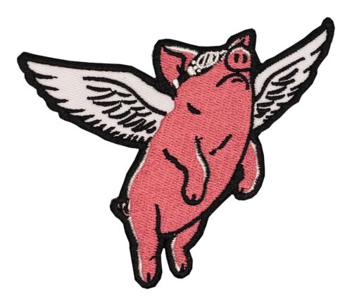 When Pigs Fly - Fun embroidered patch - Wax Backing - 3 3/4" X 3" - Motorcycle