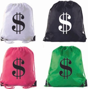 DRAWSTRING MONEY BAG DURABLE MULTIPURPOSE WATER RESISTANT PINK GREEN BLACK WHITE - Picture 1 of 9