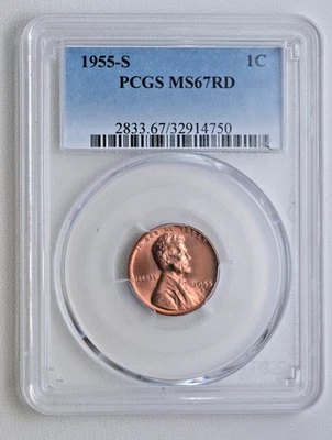 Centavo de trigo Lincoln 1955-S graduación profesional MS67RD Foto 1 de 2