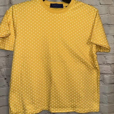 Top grande Karen Scott para mujer amarillo blanco lunares manga corta cuello redondo Foto 1 de 4