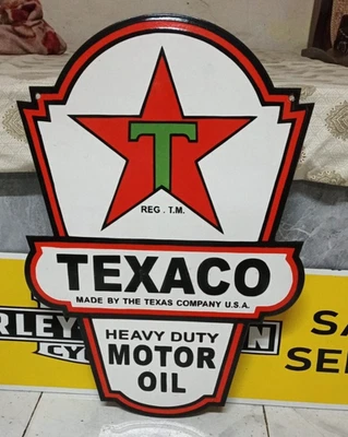 Texaco Motor Oil   Porcelain Enamal Heavy Metal 24 x 17   inches Double Side - Image 1 of 4
