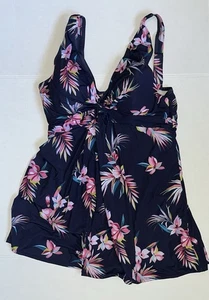 Neuer marineblauer tropischer Einteiler Rock bescheiden - BADEANZÜGE für alle - Größe 16 neu mit Etikett - Bild 1 von 5