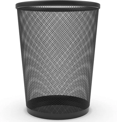 Mesh Wastebasket Black Metal Wire Garbage Trash Can for Office Home Bedroom Heig - Image 1 of 4