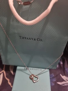 Tiffany & Co. Elsa Peretti Silver Open Double Heart Necklace - Picture 1 of 5