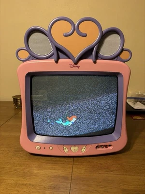 ¡Raro! "TV retro CRT rosa princesa Disney vintage 13"" probado sin control remoto DT1350-P" Foto 1 de 4