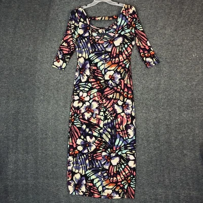 Midnight Velvet Dress Womens S Floral Tropical Bodycon Maxi Stretch Beachy Boho - Image 1 of 4