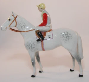 Vintage Beswick 8" Figurine 1862 Dapple Grey Horse And Jockey Excellent - Picture 1 of 11
