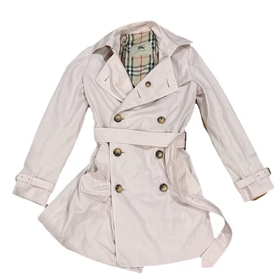 Burberry Brit Women’s Belted Checked Pink Trench Coat Size US/8 UK/10 Petite - Image 1 of 4