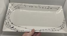 Ciroa Oiseau Rectangle Platter Birds on Vine Serving Plate Porcelain White Black