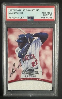Donruss Signature 1997 David Ortiz novato firmado PSA 8 y PSA 10 automático como nuevo radiocontrol Foto 1 de 4